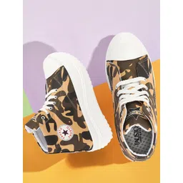 FAUSTO Women Camouflage Printed Lightweight Mid-Top Sneakers