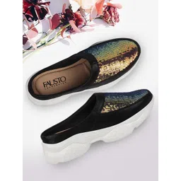 FAUSTO Women Embellished Lightweight Slip On Mule Sneakers