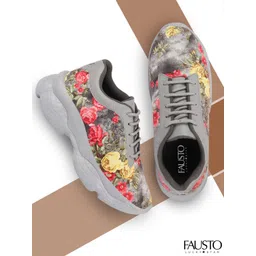 FAUSTO Women Grey Synthetic  Running Shoes