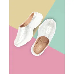 FAUSTO Women Laser Cuts Round Toe Lightweight Mule Sneakers