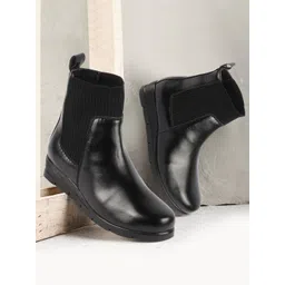 FAUSTO Women Mid-Top Wedge Chelsea Boots