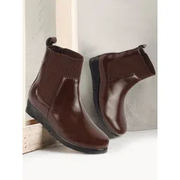 FAUSTO Women Mid-Top Wedge Chelsea Boots