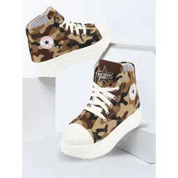 FAUSTO Women Printed Round Toe Lightweight Canvas Sneakers