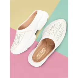 FAUSTO Women Round Toe Laser Cuts Lightweight Mule Sneakers