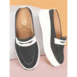 FAUSTO Women Round Toe Lightweight Canvas Mule Sneakers