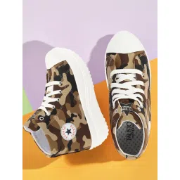 Fausto Women's Beige Ankle High Sneakers