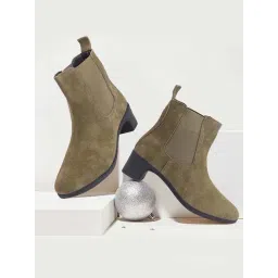 Fausto Women's Olive Chelsea Boots