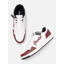 FCUK Men Brand Logo Printed Sneakers with Perforated Detailing