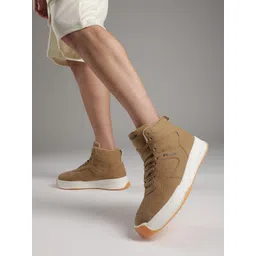 FCUK Men Brand Logo Printed Textured Mid-top Sneakers