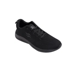 FEET FIRST Men Black Leather Casual Lace-Ups Round Toe Comfortable Sneakers