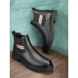 Fentacia Men Textured Mid-Top Chelsea Boots