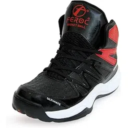 FEROC Black Red Power Play Basketball Shoes +Memory Foam Insole