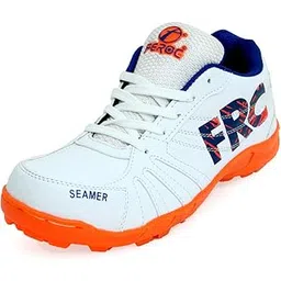 FEROC Seamar White Orange Cricket Shoes (6)