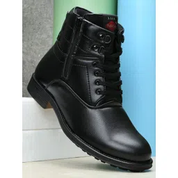 Field Care Men High Top Lace Up Block Heel Biker Boots
