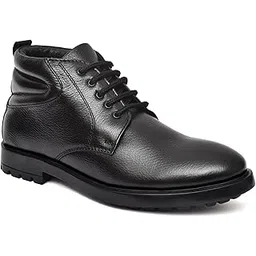 FIGARO Men's Genuine Leather (NDM Leather) Handmade Black Lace-up Formal Boots