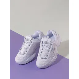 FILA DISRUPTOR 2 WOVEN Women Woven Design Round Toe Lace-Ups Sneakers Shoes
