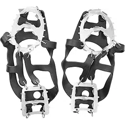 Fishing Snow Shoe Spiked Grips Cleats, Wear‑Resistant Crampons, 18 Teeth 1 Pair Lightweight Safe for Adults Kids