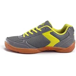 Flash Shoe Badminton Shoes for Mens, Rubber Sole with PVC Synthetic Leather Upper and mesh for Sports, Badminton, Volleyball, Squash, Table Tennis, (Dark Grey) UK-7