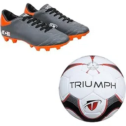 Football Pu M-90 With Gowin Football Shoe Ace Grey Orange Size-10