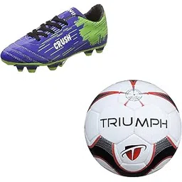 Football Pu M-90 with Gowin Football Shoe Crush Blue Green Size-9