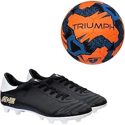 Football Pvc Boss Orange With Gowin Football Shoe Ace Black White Size-7
