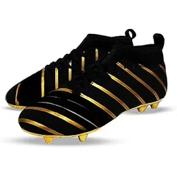 Football Shoes | Lightweight & Comfort | Best for Competitive Soccer Players | Sports Cleats | Football Footwear | Football Sports Shoes | (Model : Gold) (Color : Black & Gold) (Size: 7)