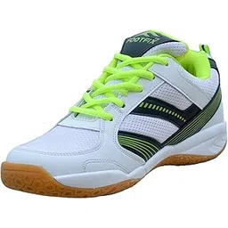 FOOTFIX Boy's Spectrum White (Non Marking) PU Gym/Badminton Shoe