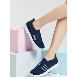 FootStation Women Striped Slip-On Sneakers