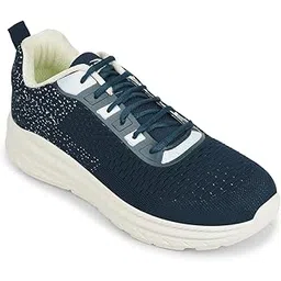 Force 10 MATCHER-3E Lacing Sports Running Shoes for Men - Black & Teal Blue | Comfortable and Durable | Suitable for Lace-Up Gym, Walking, Jogging & Outdoor Shoes for Gents | Cushioned Footbed