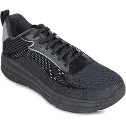 Force 10 MATCHER-8E Lacing Sports Running Shoes for Men - Dark Grey & Olive Green | Comfortable & Durable Lace-Up Closure | Suitable for Lacing Walking, Gym, Jogging Shoes - Cushioned Footbed