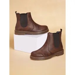 Forever Glam by Pantaloons Women Textured Heeled Mid-Top Chelsea Boots