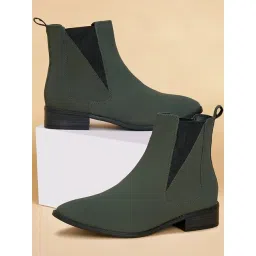 Forever Glam by Pantaloons Women's Olive Chelsea Boots