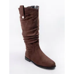 FOREVER SHOE BAZAR Women Round Toe Zip Slouchy Boots