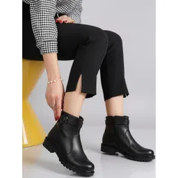 FRANINO PARIS Women Round Toe Block-Heeled Ankle Boots