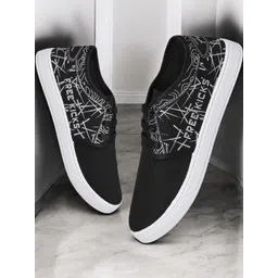 Free Kicks Men Black Canvas Marking Running Sports Shoes