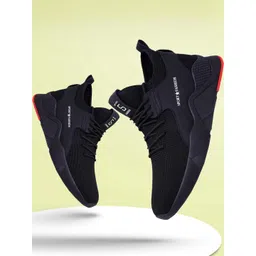 Free Kicks Men Black Mesh Marking Running Sports Shoes