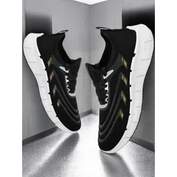 Free Kicks Men Black Mesh Marking Running Sports Shoes