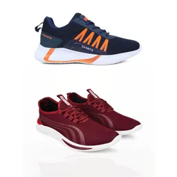 Free Kicks Men Maroon Mesh Marking Running Sports Shoes