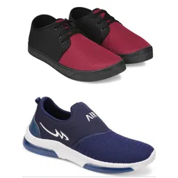 Free Kicks Men Navy Blue Mesh Marking Running Sports Shoes