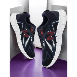 Free Kicks Men Navy Blue Mesh Marking Running Sports Shoes