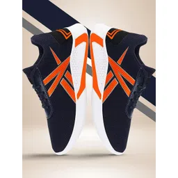 Free Kicks Men Navy Blue Mesh Marking Running Sports Shoes