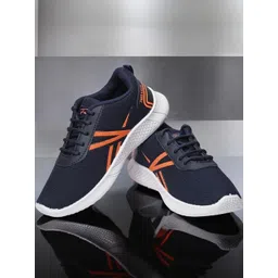 Free Kicks Men Navy Blue Mesh Marking Running Sports Shoes