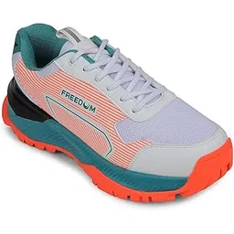 Freedom Striker-1 Cricket Shoes for Man - Orange & Yellow - Lightweight Lace-Up Men Sports Shoes - Bowling & Batting Performance Footwear for Matches Practise, Outdoor Cricket Play