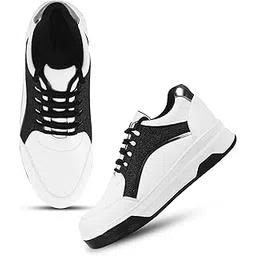 Froh Feet Women's Chunky Sneakers Lace-Up Round Toe Stylish Glitter Fashion Shoes, Ladis Shoes Comfortable & Durable Casual Use