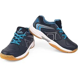 FROLIC Smash Badminton Shoe for Mens, Lightweight | Natural Rubber Sole with PVC-Mesh Upper | Nonmarking Sole
