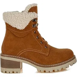 Fur Collar Chunky Ankle Boots