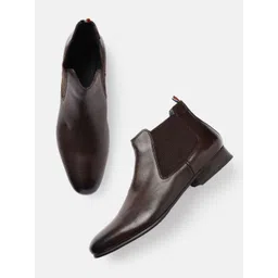 GABICCI Men Coffee Brown Leather Chelsea Boots
