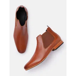 GABICCI Men Tan Leather Flat Boots