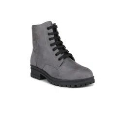 GARDIN Women Grey Solid Block Heeled Boots