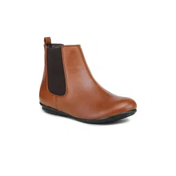 GARDIN Women Tan Brown Solid Round Toe Chelsea Boots